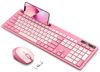 Picture of Wireless Keyboard and Mouse Set Rose Pink, Vivefox Wireless Keyboard with Phone Holder, USB A & Type C Cute Keyboard and Mouse Compatible for Mac, MacBook/Air/Pro Windows Computer Heartbreaker Rose