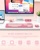 Picture of Wireless Keyboard and Mouse Set Rose Pink, Vivefox Wireless Keyboard with Phone Holder, USB A & Type C Cute Keyboard and Mouse Compatible for Mac, MacBook/Air/Pro Windows Computer Heartbreaker Rose