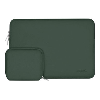 Picture of MOSISO Laptop Sleeve Compatible with MacBook Air/Pro, 13-13.3 inch Notebook, Compatible with MacBook Pro 14 inch M3 M2 M1 Chip Pro Max 2024-2021, Neoprene Bag with Small Case, Midnight Green