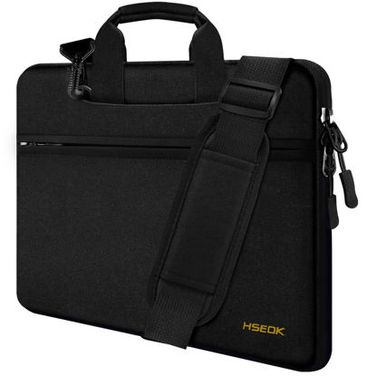 Picture of Hseok Laptop Shoulder Bag 13 13.3 14 Inch Case Compatible with MacBook Pro 14 2023-2021 M1 M2,MacBook Air/pro 13-13.3 Inch and Most Popular 13-14 Notebooks,Spill-Resistant Briefcase, Black