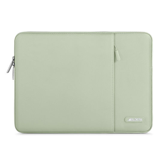 Picture of MOSISO Laptop Sleeve Bag Compatible with MacBook Air/Pro, 13-13.3 inch Notebook, Compatible with MacBook Pro 14 inch M3 M2 M1 Chip Pro Max 2024-2021, Polyester Vertical Case with Pocket, Sage Green