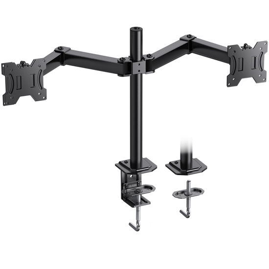 Picture of HUANUO Dual Monitor Mount for 2 Monitors up to 30 inches, Heavy Duty Dual Monitor Stand Holds up to 22 lbs, Dual Monitor Arm with Height Adjustable Tilt Swive Rotate, VESA Hole 75mm or 100mm