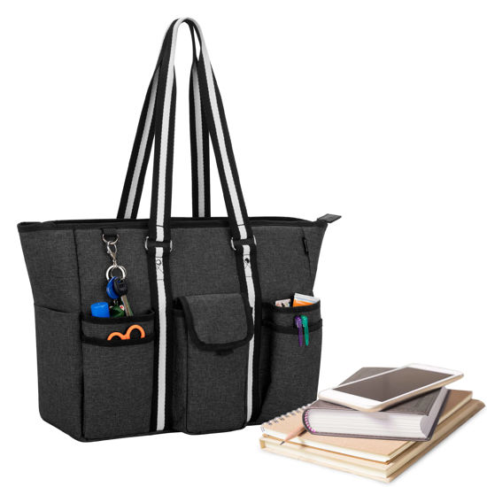 Picture of CURMIO Teacher Bags and Totes for Women, Large Work Utility Bag with Laptop Sleeve for Office, Black (Bag Only, Patented Design)