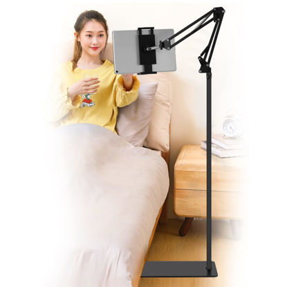 Picture of SAMHOUSING Tablet Floor Stand, Adjustable Universal 360-degree Rotatable Metal Tablet Holder, Phone Stand for iPad/iPhoneX/iPad Pro or Other 4.7~12.9 Inch-Screen Devices (Black)