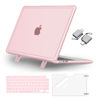 Picture of MOSISO Compatible with MacBook Air 13 inch Case 2024 2023 2022 M3 A3113 M2 A2681,Heavy Duty Shockproof Hard Case with Fold Kickstand&Keyboard Skin&Screen Film&Type C for MacBook Air 13.6, Pink