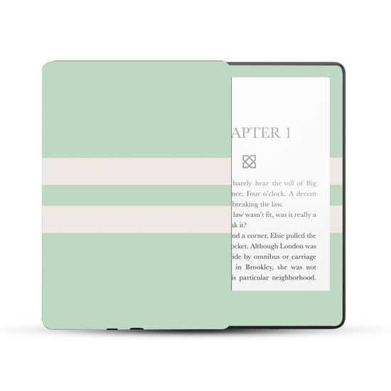 Picture of MightySkins Skin Compatible With Amazon Kindle Paperwhite 5 6.8-inch 11th Gen (2021) Full Wrap - Mint Stripes | Protective, Durable, and Unique Vinyl Decal wrap cover | Easy To Apply | Made in the USA