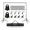 Picture of LCUIRC Photo Backdrop Stand, 6.5x10ft Background Stand Kit with 4 Crossbars, 4 Spring Clamps, 4 Backdrop Clips, 2 Sandbags, and Carrying Bag for Parties Decoration