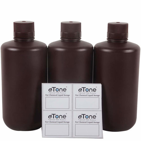 Picture of 3X 1000ml Darkroom Chemical Storage Bottles Liquid Container Film Photo Developing Processing Equipment Printing Photosensitive UV Resin LCD/DLP Storage Amber Bottle 1L