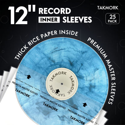 Picture of Vinyl Record Inner Sleeves: 12" Anti-Static Rice Paper LP Sleeves Album Record Acid-Free Clear Protective Sleeves for Vinyls Storage, 25pcs