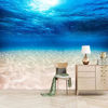 Picture of ATTAFE Underwater Blue Ocean 3D Mural Wallpaper, Wide Sandy Sea Bottom Photo Mural Wallpapers, Mural HD Photo for Living Room TV Sofa Bedroom 98" by 69"