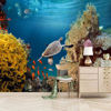 Picture of ATTAFE Life-Giving Sunlight Underwater 3D Mural Wallpaper, Tropical Coral Reef Sea Turtle Photo Mural Wallpapers, Mural HD Photo for Living Room TV Sofa Bedroom 98" by 69"