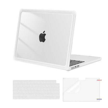 Picture of MOSISO Compatible with MacBook Air 13 inch Case 2024 2023 2022 M3 A3113 M2 A2681, Anti-Cracking Heavy Duty TPU Bumper Plastic Hard Case&Keyboard Skin&Screen Film for MacBook Air 13.6, Transparent