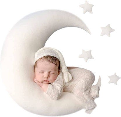 Picture of IGMaryBox Baby Moon Star Pillow Newborn Posing Pillow Newborn Photography Prop Newborn Photography Posing Pillows Newborn Photography Props Set (White)