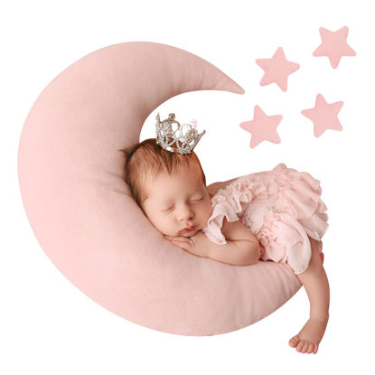 Picture of IGMaryBox Baby Moon Star Pillow Newborn Posing Pillow Newborn Photography Prop Newborn Photography Posing Pillows Newborn Photography Props Set(Pink)