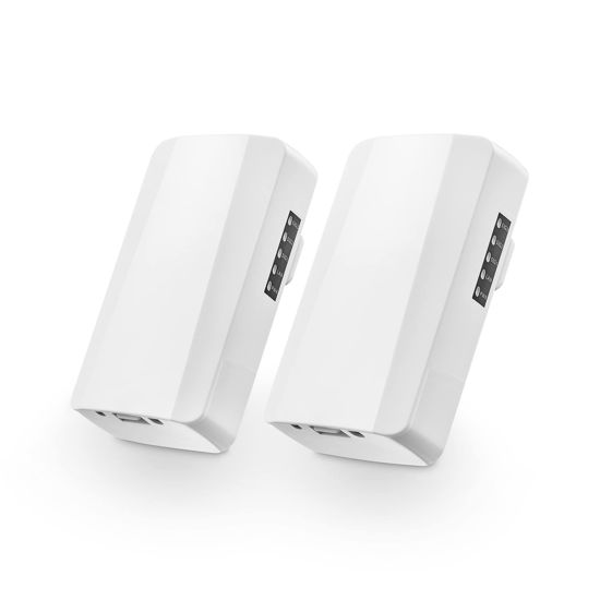 Picture of Outdoor Wireless Bridge, Point to Point WiFi Bridge, 2.4GHz 500M-1KM Distance, 2X 100Mbps Ethernet Port, 24V PoE Adapter, 2 Pack