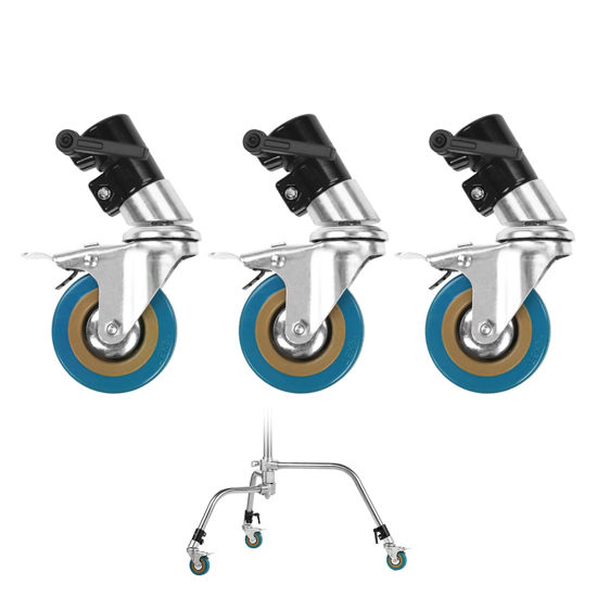 Picture of Selens Heavy Duty C Stand Swivel Casters Set 0.98inch/25mm, Light Stand Wheels with Brake for Photography Studio Video Shooting