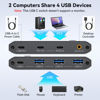 Picture of PVBCTCSID 10Gbps USB 3.2 Switch USB C Switch Share 1 USB C and 3 USB A Devices USB Switcher 2 Computers Supports USB C Input for Mouse Keyboard Printer with Desktop Controller (Aluminium)