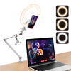 Picture of USB 10' Ring Light for Desk with Stand and Phone Holder, Ring Light with Overhead Camera Mount and Adjustable Desk Arm Stand for Photography,Makeup, Zoom Calls, YouTube Videos（White）