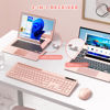 Picture of Wireless Keyboard and Mouse for MacBook, Vivefox Pink Wireless Keyboard with Phone Holder USB A & Type C Receiver Rose Gold Keyboard and Mouse for Windows, Mac, MacBook/Air/Pro Computer