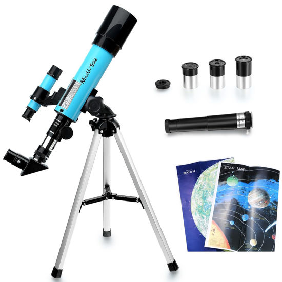 Picture of MaxUSee Telescope F360X50mm for Astronomy Beginners, Refractor Telescope with Tabletop Tripod & Finder Scope, Travel Telescope includes 3 Magnification Eyepieces and Moon Mirror