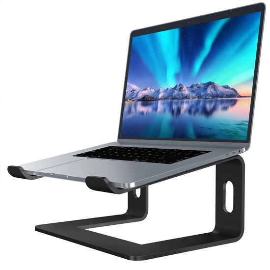 Picture of SOUNDANCE Laptop Stand, Aluminum Computer Riser, Ergonomic Laptops Elevator for Desk, Metal Holder Compatible with 10 to 15.6 Inches Notebook Computer, Black