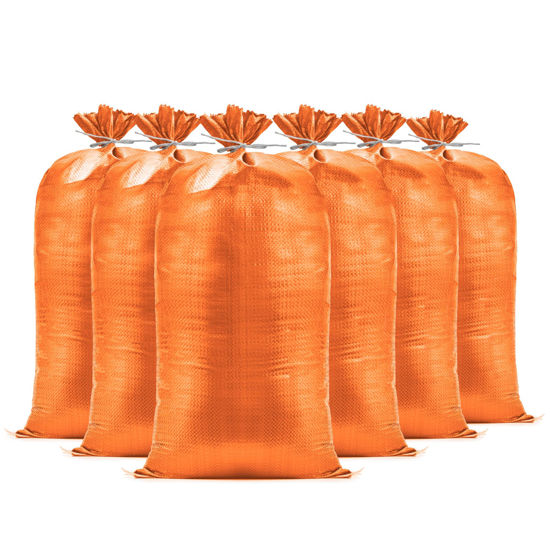 Picture of (Not Made in China) Heavy Duty Sand Bags for Flooding, Empty W/Tie Strings, UV Protection for 1600 Hours, Flood Water Barrier Sandbags,14in x 26in, Sandbag for Weight, 50lb Capacity (50 Bags)