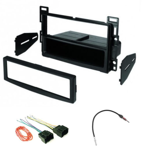 Picture of Single Din Car Stereo Radio Install Dash Kit, Wire Harness, and Antenna Adapter Made for Chevrolet: 2007-2010 Cobalt, 2006-2011 HHR, 2008-2012 Malibu -No Factory External Amp Vehicles