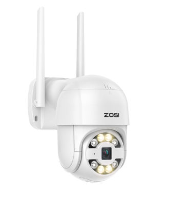 Picture of ZOSI C289 Plug-in Wireless Auto Tracking PT Camera Outdoor, Color Night Vision, 5X Digital Zoom, AI Human Vehicle Detection and Siren Alarm, Pan/Tilt 1080p Wired Camera, Cloud & SD Card Storage