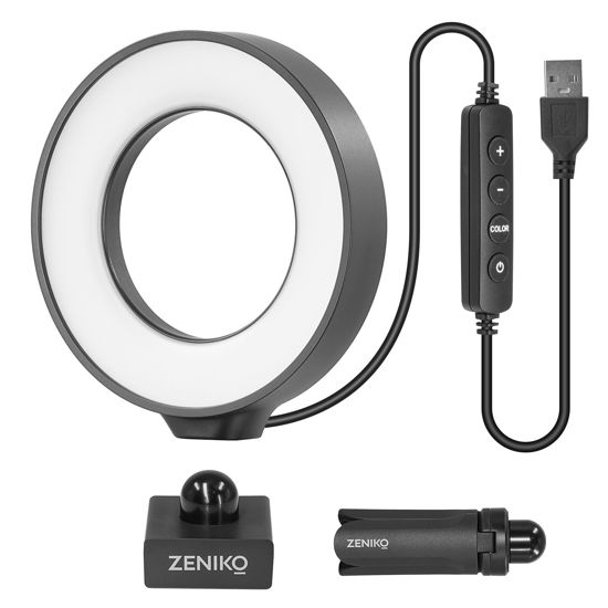 Picture of ZENIKO CR5 Bi Video Conference Lighting with Magnatic Stand Clip, 5 inch Bi-Color CRI95+ Dimmable Selfie Ring Light for Laptop Remote Working/Distance Learning/Zoom Call/Live Stream/Make up etc.