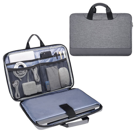 Picture of 14 15 Inch Laptop Case, Men Women Laptop Bag Sleeve with Electronics Organizer for MacBook Pro 14" 16" M3/M2/M1, Dell Inspiron 13, Lenovo Flex 5 14/Ideapad 3 14, HP Pavilion x360 14" Carring Bag, Gray