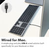 Picture of Macally Ultra-Slim USB Wired Computer Keyboard - Works Great as Both a Windows or Wired Mac Keyboard - Compatible Full Size Apple Keyboard with Numeric Keypad for Mac Mini, iMac, MacBook - Space Gray