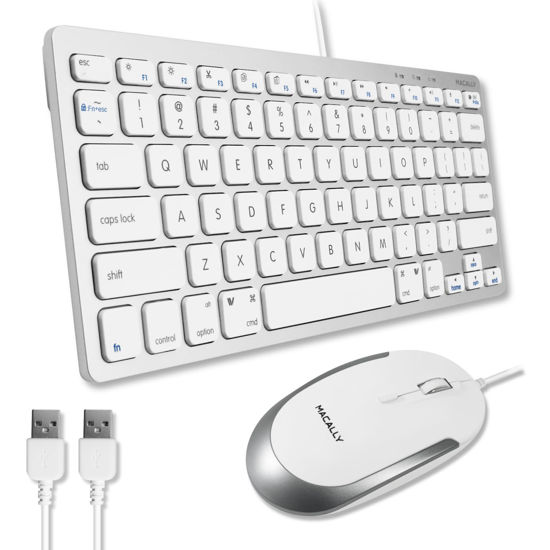 Picture of Macally USB Wired Keyboard and Mouse Combo for Mac and PC - Save Space with a Compact Small Mac Keyboard and Mouse for MacBook Pro/Air, iMac, Mac Mini/Pro - Compatible Apple Keyboard and Mouse