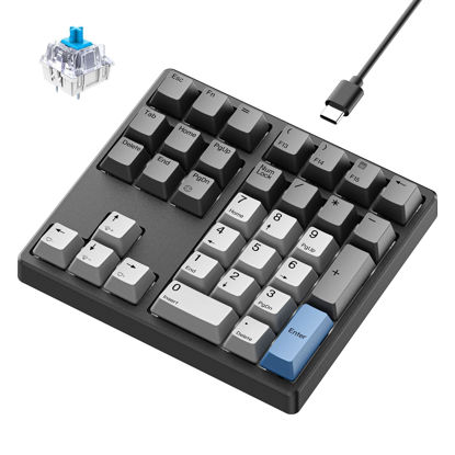 Picture of Kisnt Mechanical Number Pad, 34 Key Hot Swappable Numpad with Gateron Switches Wired USB Numeric Keypad with PBT Keycaps White Backlit Keypad for Laptop, Mac, PC Desktop (Blue Switch)