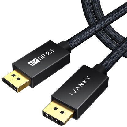 Picture of IVANKY DisplayPort 2.1 Cable, 15ft, 16K@60Hz, 8K@120Hz, 4K@240Hz, HDR, HDCP 2.2, 3D, ARC, Compatible with Gaming Monitor, TV and More