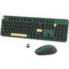 Picture of Colorful Wireless Computer Keyboards Mouse Combos, UBOTIE Polychrome Round Keycaps Retro PC Keyboards 2.4GHz Radio Frequency Connection with Optical Mouse(Green-Black)