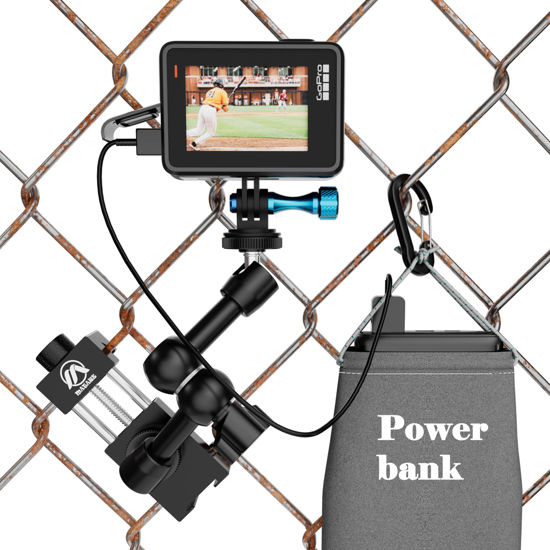 Picture of Game Changer Mounting Kit Action Camera Fence Mount for iPhone, Mevo Start, Phones, GoPro, Pocket Radar, to a Backstop Chain Link Fence for GameChanger Recording Baseball,Softball and Tennis Games(M5)