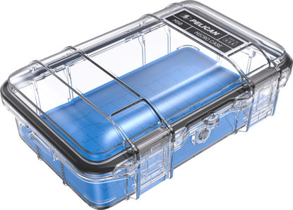 Picture of Pelican M50 Micro Case - Waterproof Case (Dry Box, Field Box) for iPhone, GoPro, Camera, Camping, Fishing, Hiking, Kayak, Beach and more (Blue/Clear)