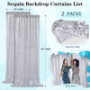 Picture of Silver Sequin Backdrop 2 Panels 2FTx8FT Christmas Party Backdrop Curtains Glitter Photo Background for Wedding Baby Shower Stage Decorations