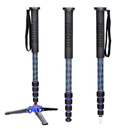 Picture of FOSOTO 65 inches Portable Travel Walking Stick Carbon Fiber Monopod with 3 Legs Base Tripod Compatible for Canon Nikon Sony DSLR Camera