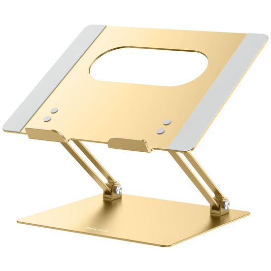 Picture of BESIGN LS10 Aluminum Laptop Stand, Ergonomic Adjustable Notebook Stand, Riser Holder Computer Stand Compatible with Air, Pro, Dell, HP, Lenovo More 10-14" Laptops, Gold