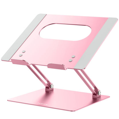 Picture of BESIGN LS10 Aluminum Laptop Stand, Ergonomic Adjustable Notebook Stand, Riser Holder Computer Stand Compatible with Air, Pro, Dell, HP, Lenovo More 10-14" Laptops, Pink