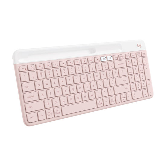 Picture of Logitech K585 Multi-Device Slim Wireless Keyboard, Built-in Cradle for Device; for Laptop, Tablet, Desktop, Smartphone, Win/Mac, Bluetooth/Receiver, Compact, Easy Switch, 24 Month Battery - Rose