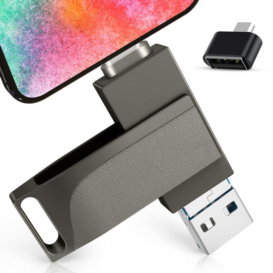 Picture of 512GB Photo Stick for Phone Flash Drive,4in1 Memory Stick for Photos and Videos USB Stick External Storage Compatible for iPhone/iPad/Android/PC（Black）