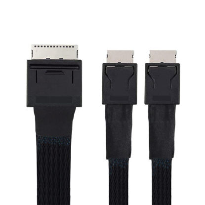 Picture of cablecc 50cm OCuLink PCIe PCI-Express SFF-8611 8X 8-Lane to Dual SFF-8611 Oculink 4X SSD Data Active Cable