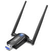 Picture of WiFi 6 Adapter for Desktop PC, AX1800 USB 3.0 WiFi Dongle Dual Band 5Ghz/2.4Ghz High Gain Dual 5dBi Antennas 802.11ax MU-MIMO Wireless Network Adapter for Computer Laptop Supports Windows 11/10/8/7