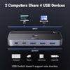 Picture of UGREEN USB Switch A & C Input Computers Share 4 USB Ports, USB Switcher Selector for PC Laptop Keyboard Mouse Webcam USB-Microphone, USB Switch Adapter with 2 USB C Data Cables and Remote