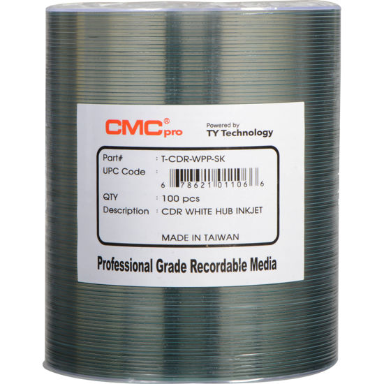 Picture of CMC Pro - Powered by TY 48x White Inkjet Hub Printable 80m/700mb CD-R in Tape Wrap - 100pk