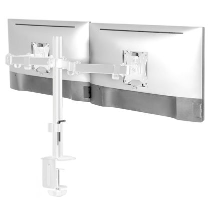 Picture of Mount-It! Dual Monitor Mount for Desk, Adjustable Tilt Swivel on Double Monitor Mounts for Screens up to 32”, Dual Monitor Arms for 2 Monitors, VESA 75x75 and 100x100 C-clamp & Grommet in White