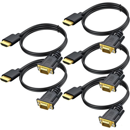 Picture of HDMI to VGA Cable 5-Pack, 3.3ft Computer HDMI to VGA Monitor Cable Adapter Male to MaleCord for Computer, Desktop, Laptop, PC, Monitor, Projector, HDTV, and More (NOT Bidirectional)