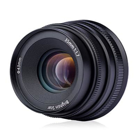 Picture of Brightin Star 35mm F1.7 Large Aperture APS-C Manual Focus Prime Fixed Mirrorless Camera Lens (Black)